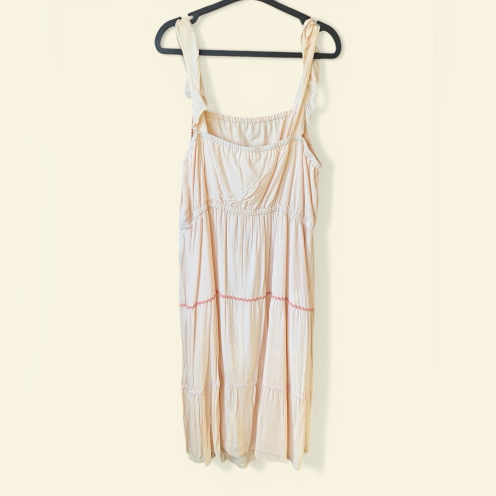 LC Lauren Conrad XXL Boho Cottagecore Tiered Maxi Dress Cream Ruched Strap Dress - Picture 6 of 6